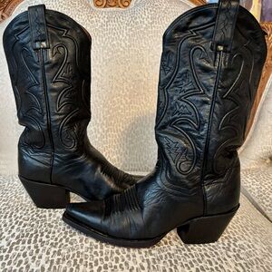 Dan Post Black Leather Cowboy Boots